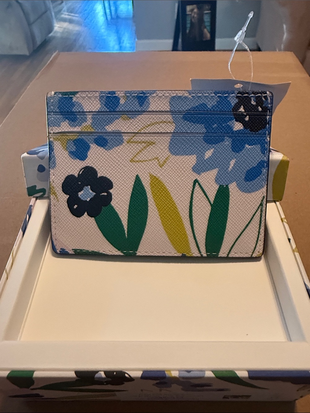 kate spade Pink Floral Card Holder with Blue and Green Accents - Picture 3 of 5